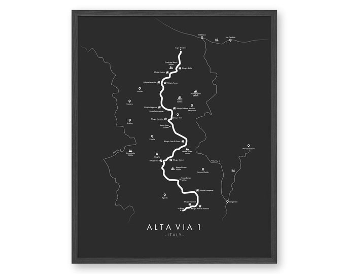 Alta Via 1 Trail Map | Alta Via 1 Trail Map | Dolomite High Route 1 | Europe Hiking | Trail Map Art | Relive your Adventures