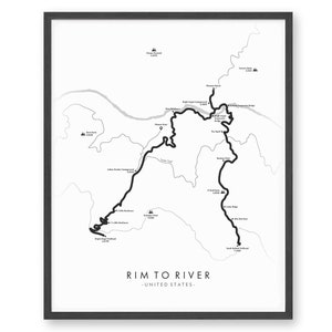 Carte des sentiers Rim à River | Carte des sentiers de randonnée Rim to River | Rim to River Poster | | du Grand Canyon Carte des sentiers Art | Revivez vos aventures