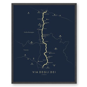 Via Degli Dei Carte | Via Degli Dei Poster | Europe Hiking Poster | Italie Carte de randonnée | Carte des sentiers Art | Revivez vos aventures
