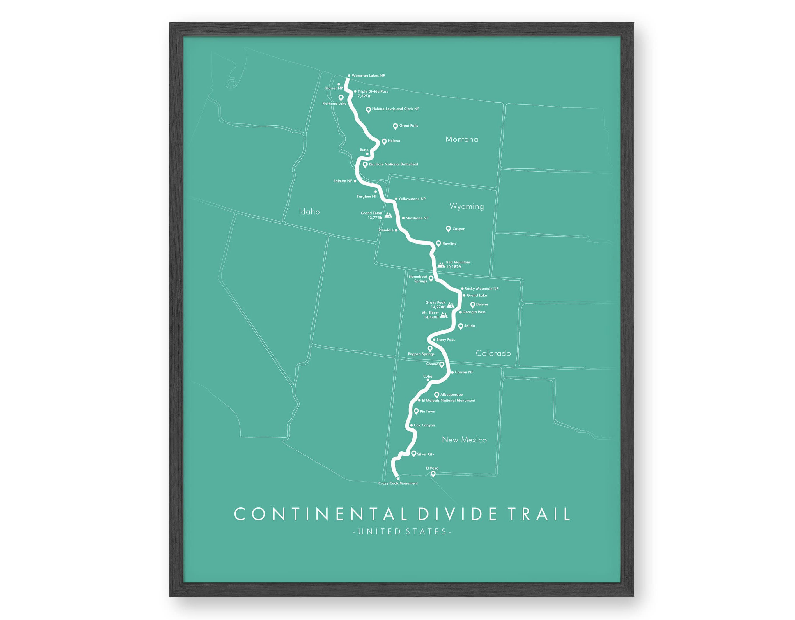 Continental Divide Trail Map Hiking Trail Poster Amazing Gift for Hikers Continental  Divide Souvenir -  Australia
