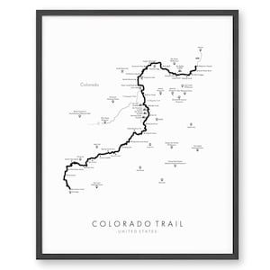 Affiche du sentier Colorado - East Collegiate | Carte des sentiers du Colorado - East Collegiate | De Denver à Durango Randonnée | Carte des sentiers Art