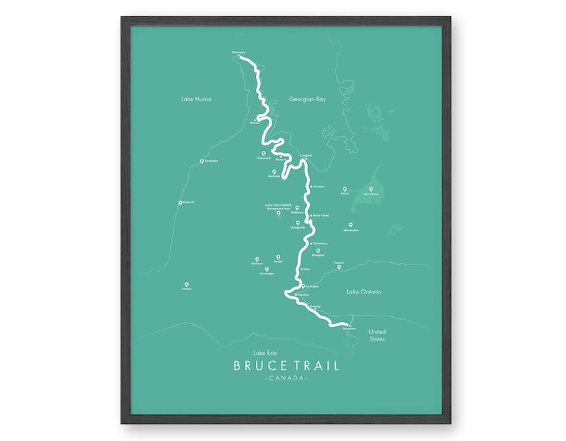 Bruce Trail Map Bruce Trail Poster Hiking Canada Poster Relive your Adventures Trail Map Art image 3