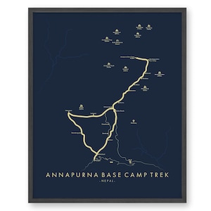 Annapurna Base Camp Trek Poster / Annapurna Base Camp Trek Map / Annapurna Wall Art / Nepal Hiking / Himalayas / Trail Map Art
