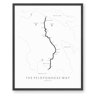 E4 - Peloponnes Weg Karte | E4 - Peloponnese Way Trail Poster | Wandern Griechenland | Wanderkarte Kunst | Tolles Geschenk für Wanderer