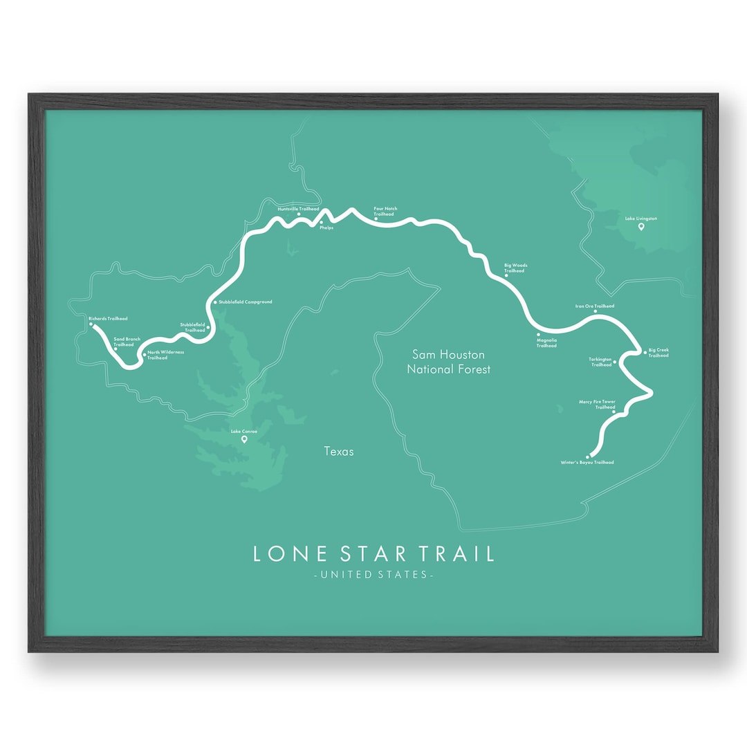 Lone Star Trail Poster Lone Star Trail Map Texas Hiking Etsy