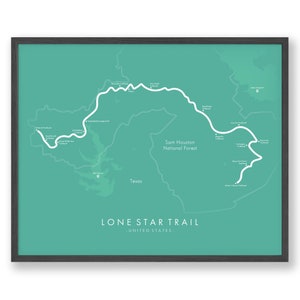Póster de Lone Star Trail / Lone Star Trail Map / Texas Hiking / Hiking Wall Art / Trail Map Art