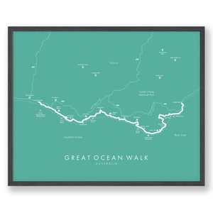 Affiche de la Great Ocean Walk | La carte Great Ocean Walk | Australie Randonnée | Les 12 apôtres | Revivez vos aventures | Carte des sentiers Art