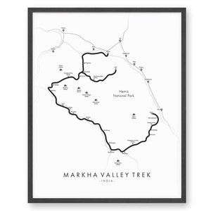Markha Valley Trek Kaart | Markha Valley Trail Poster | Indiase Himalaya Trekking | Routekaart Kunst | Herbeleef je avonturen