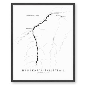 Carte du sentier Hanakapi’ai Falls | Affiche du sentier Hanakapi’ai Falls | Affiche de randonnée à Hawaï | Carte des sentiers Art | Revivez vos aventures