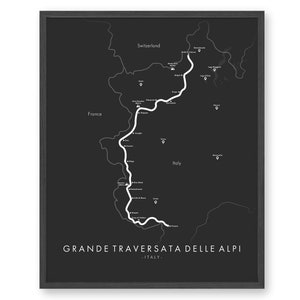 Carte de Grande Traversata delle Alpi | Carte des sentiers Grande Traversata delle Alpi | Randonnée Italie | Carte des sentiers Art | Revivez vos aventures