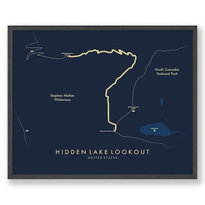 Hidden Lake Lookout Trail Karte | Hidden Lake Lookout Trail Poster | Wanderung Washington | Wanderkarte Kunst | Relive your Adventures