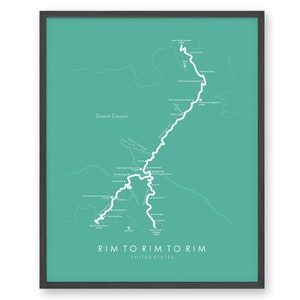 Rim to Rim to Rim Trail Map | Rim to Rim to Rim to Rim - Havasupai Garden | Grand Canyon Wander | Wanderkarte Kunst | Erleben Sie Ihre Abenteuer