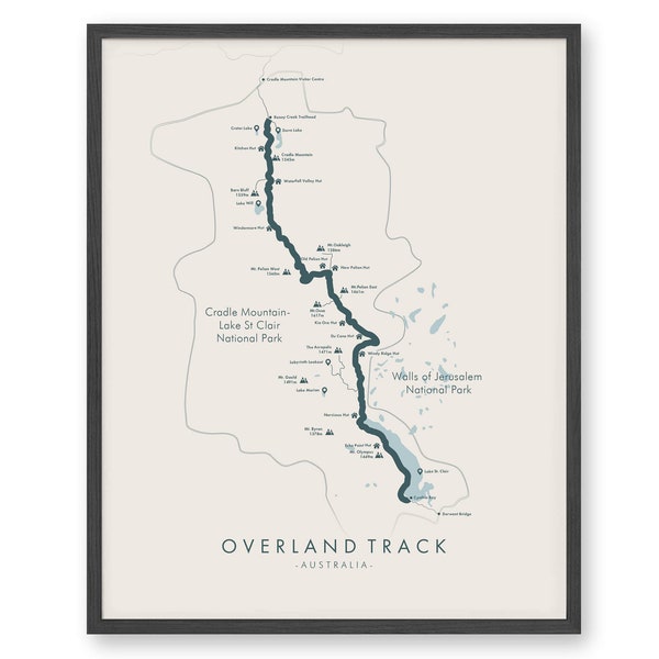 Overland Track Map | Overland Trail Poster | Tasmania Hiking | Relive your Adventures | Trail Map Art