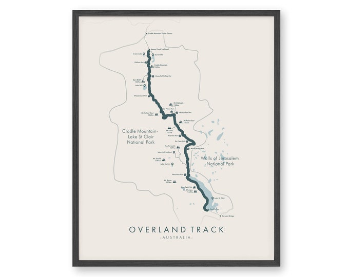 Overland Track Map | Overland Trail Poster | Tasmania Hiking | Relive your Adventures | Trail Map Art
