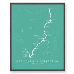 Presidential Traverse Trail Map | Presidential Traverse Trail Poster | Hiking USA Poster | Trail Map Art | Relive your Adventures