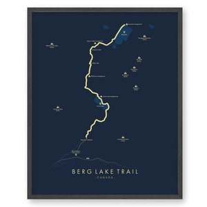 Mapa de Berg Lake Trail y Snowbird Pass / Berg Lake Trail y Snowbird Pass Poster / Mapa de senderos Arte / Revive tus aventuras