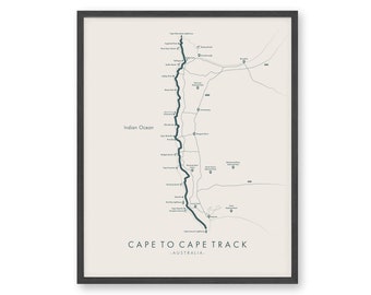 Cape To Cape Walk Track Map | Cape to Cape Hiking Poster | Australia Hiking Poster | Hike Australia | Trail Map Art | Relive your Adventures