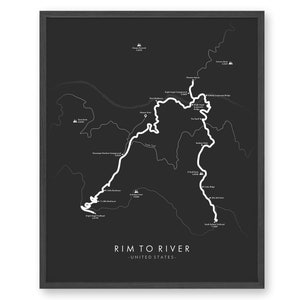 Carte des sentiers Rim à River | Carte des sentiers de randonnée Rim to River | Jardin Havasupai | | du Grand Canyon Carte des sentiers Art | Revivez vos aventures