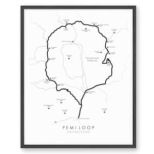 Carte Pemi Loop | Pemi Loop Poster | | de randonnée en montagne blanche États-Unis Randonnée | Carte des sentiers Art | Revivez vos aventures