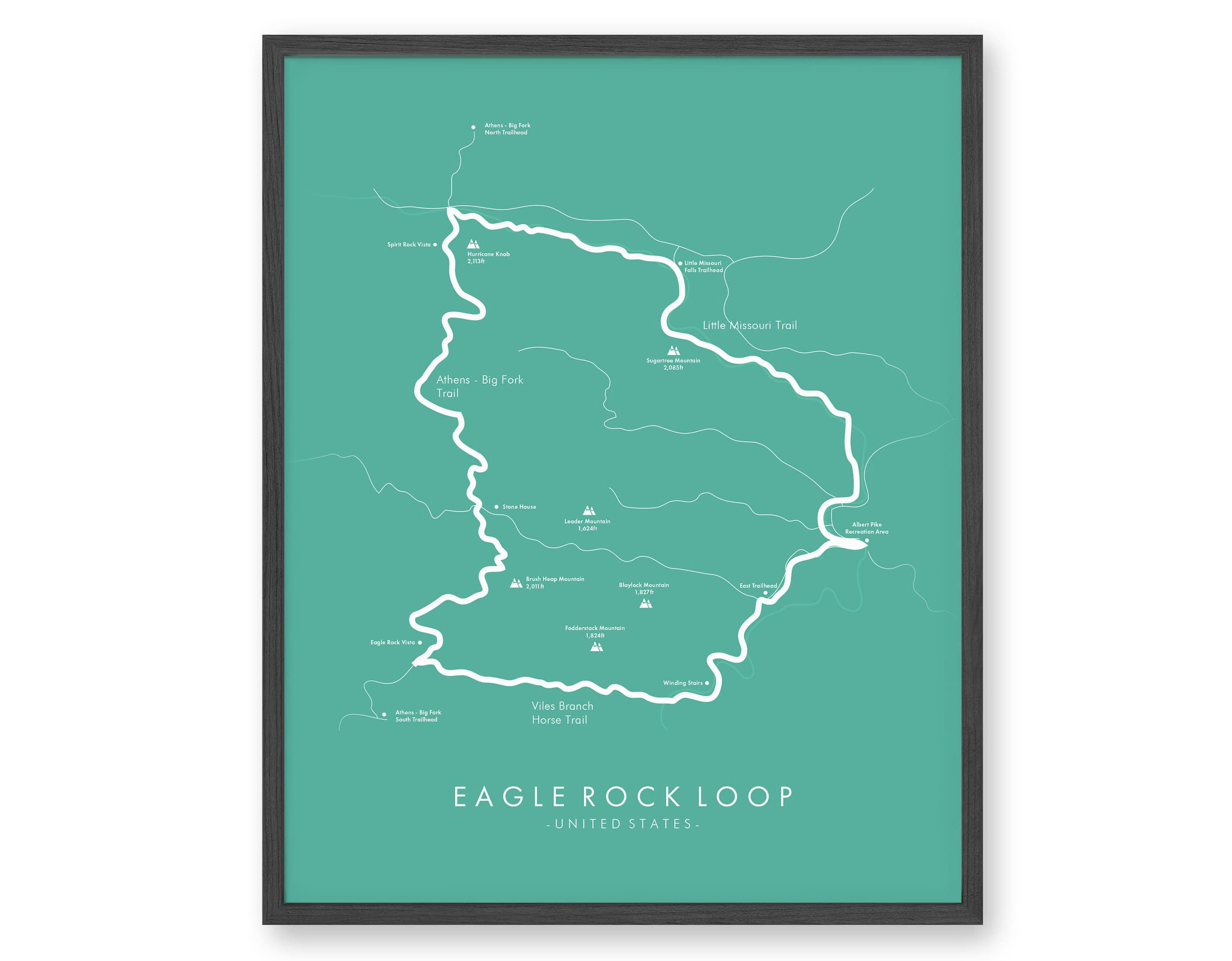 Eagle Rock Loop Trail Map Eagle Rock Loop Poster | Ouachita National Forest Hike | Trail Map Art |  Relive Your Adventures