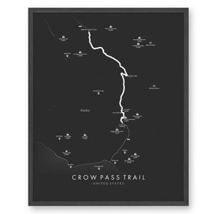 Crow Pass Trail Map / Crow Pass Trail Poster / Alaska Hiking / Trail Map Art / Increíble regalo para excursionistas