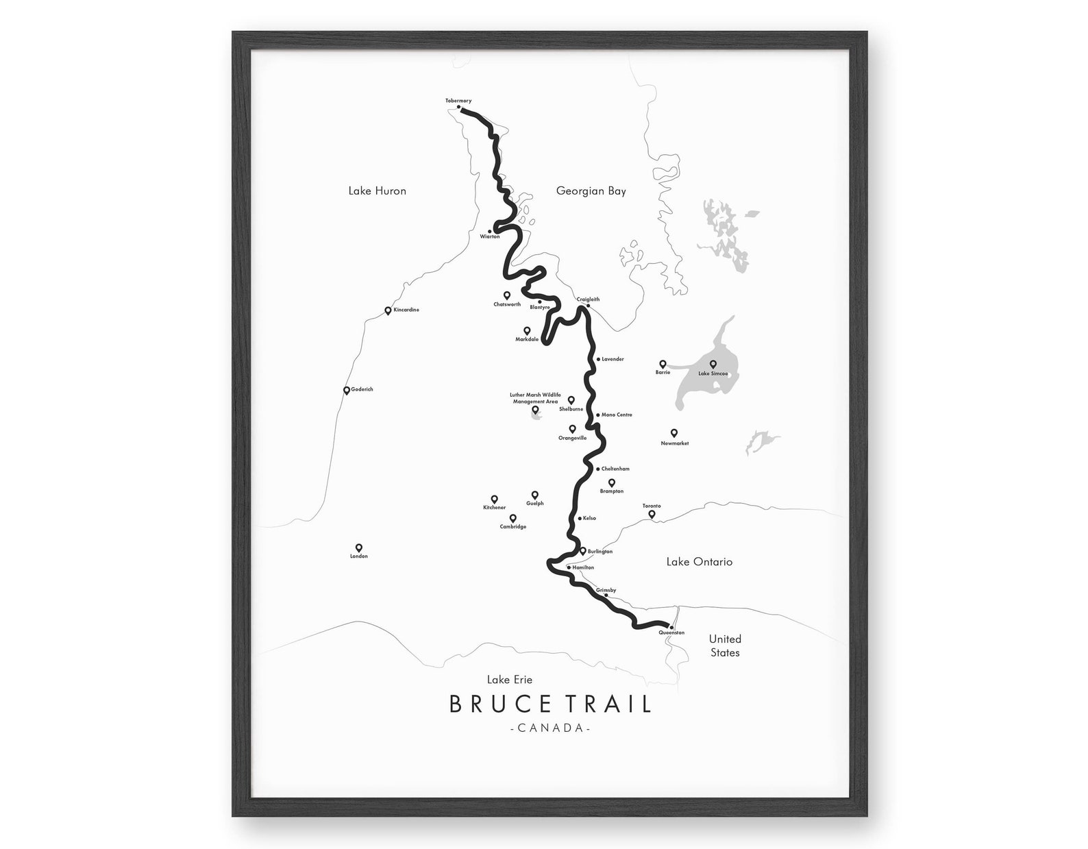 Bruce Trail Map | Bruce Trail Poster | Hiking Canada Poster | Relive
