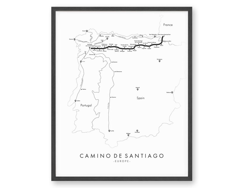 Camino De Santiago Trail Map Camino Hiking Trail Map Etsy UK
