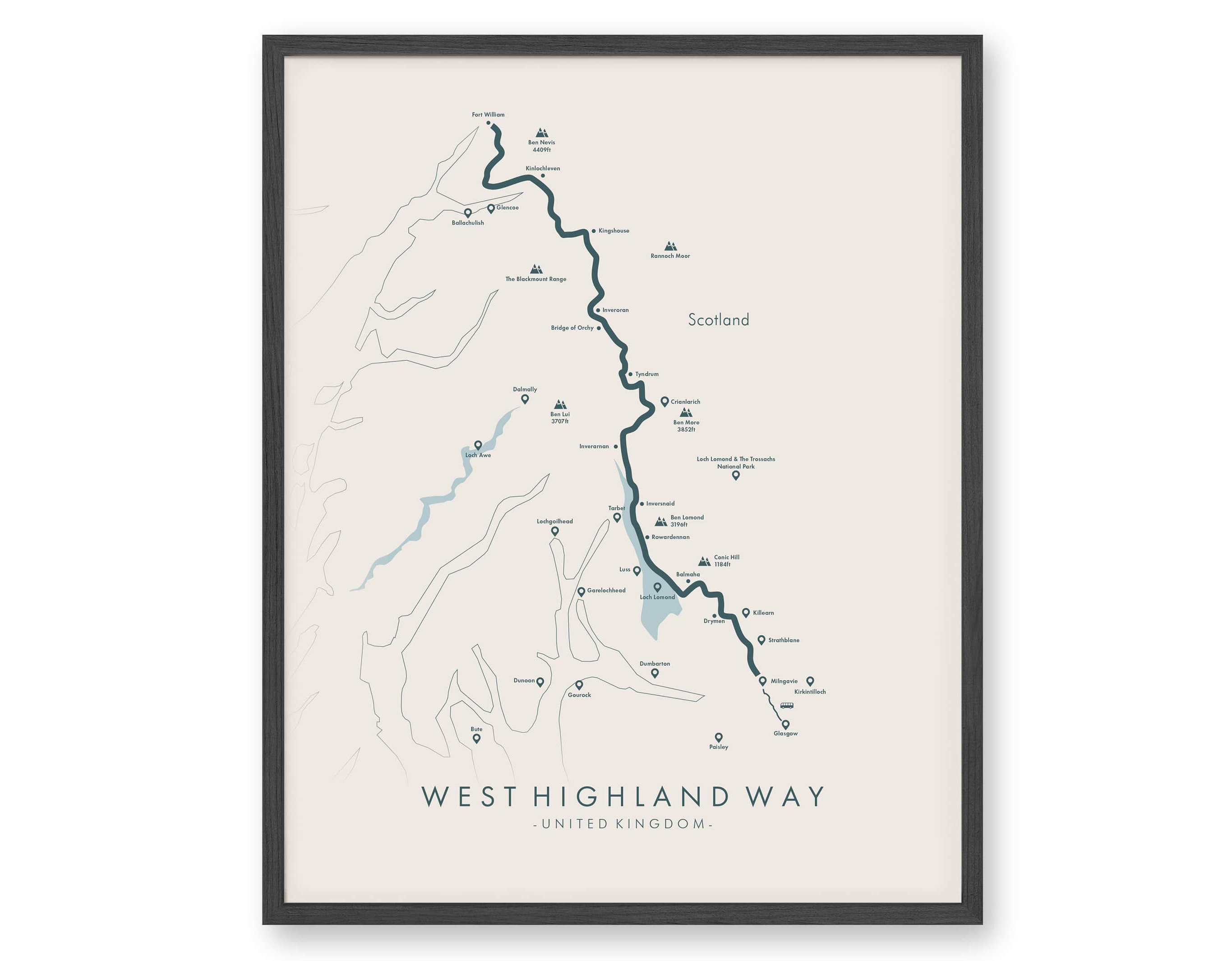 West Highland Way Map West Highland Way Gifts West Etsy