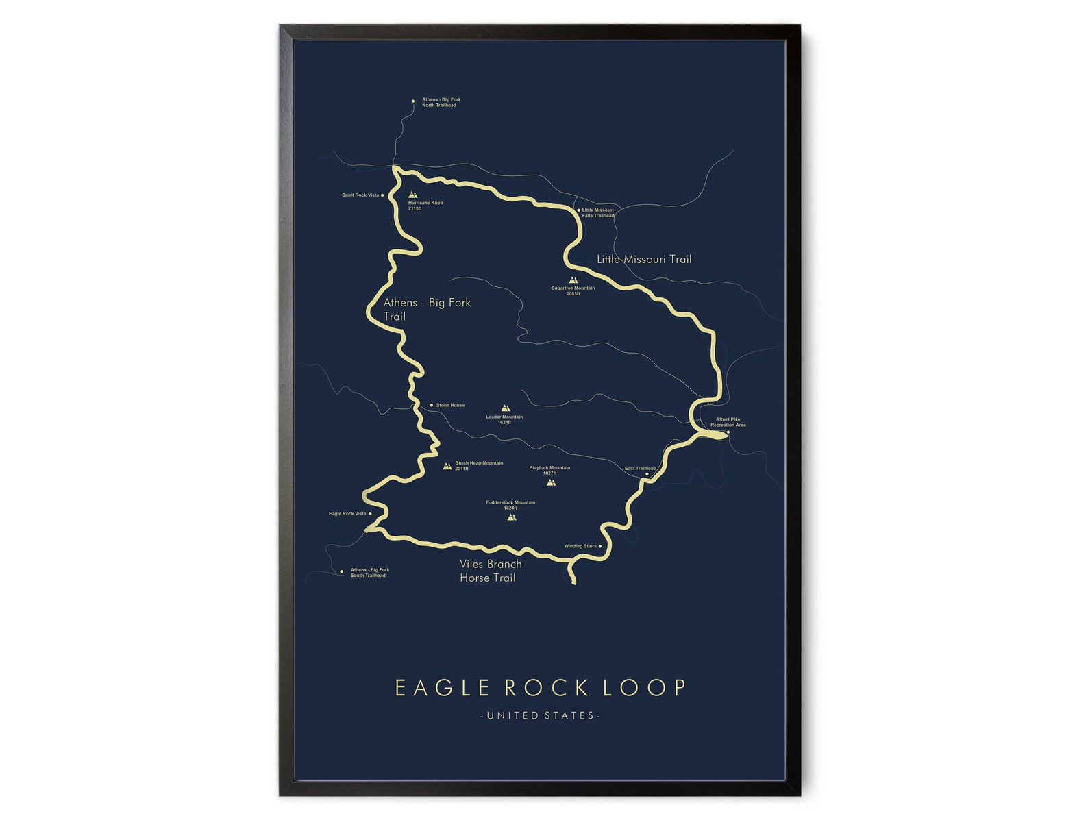 Eagle Rock Loop Trail Map Eagle Rock Loop Poster Ouachita | Etsy