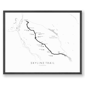 Skyline Trail Kaart | Skyline Trail Wandelposter | Canada Wandelen | Routekaart Kunst | Herbeleef je avonturen