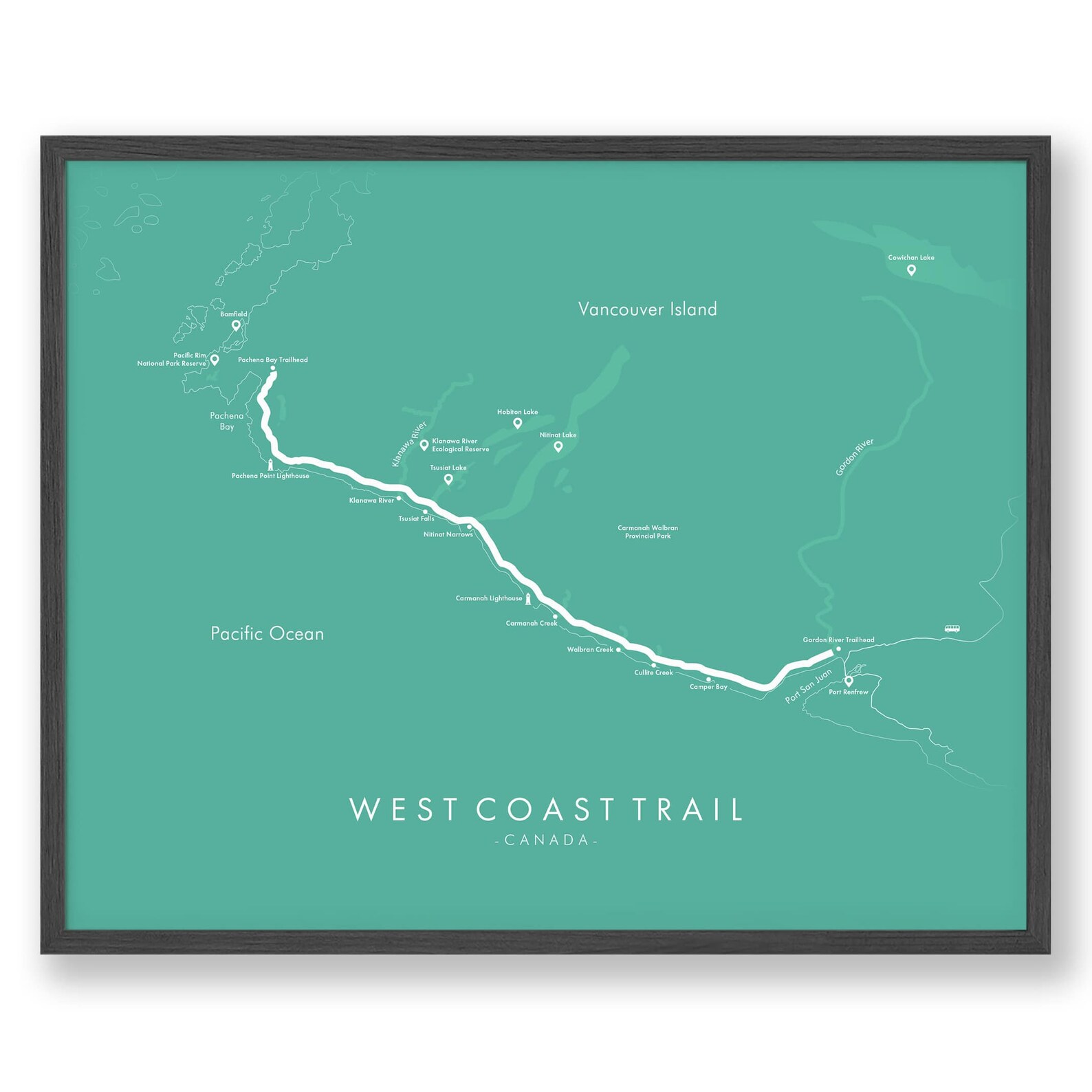 West Coast Trail Map | West Coast Trail Poster | Hiking Canada Poster