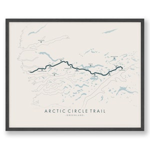 Carte du sentier Arctic Circle | Affiche du sentier du cercle arctique | Groenland | de randonnée Carte des sentiers Art | Cadeau incroyable pour les randonneurs