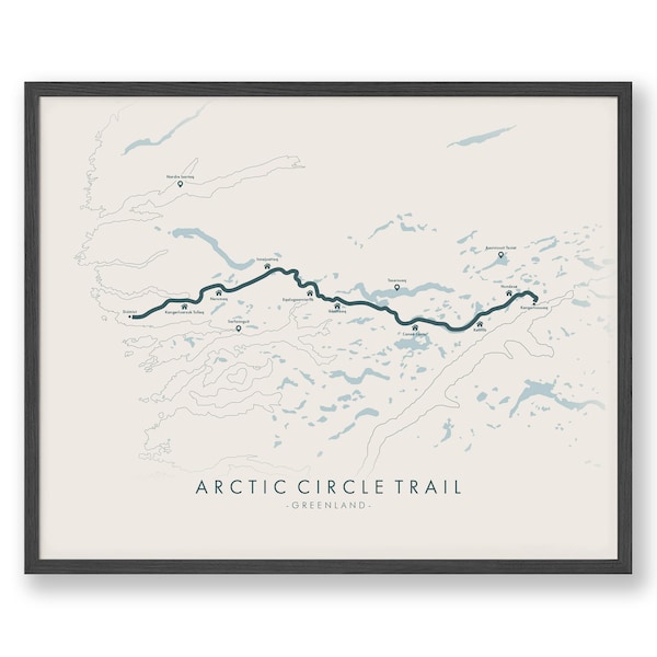 Arctic Circle Trail Map | Arctic Circle Trail Poster | Greenland Hiking | Trail Map Art | Amazing gift for Hikers