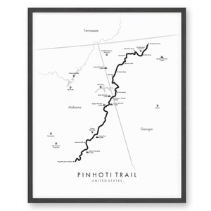 Pinhoti Trail Kaart | Pinhoti Trail Poster | National Recreation Trail Poster | Wandelen US | Routekaart Kunst | Herbeleef je avonturen
