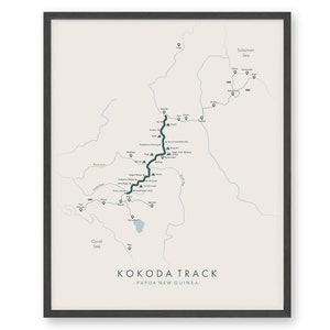 Kokoda Track Map | Kokoda Trail Poster | Papua-Neuguinea Poster | Erleben Sie Ihre Abenteuer | Wanderkarte Kunst