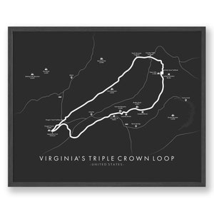 Virginia's Triple Crown Loop Trail Kaart | Virginia's Triple Crown Loop Trail Poster | Verenigde Staten Wandelen | Routekaart Art | Herbeleef je avonturen