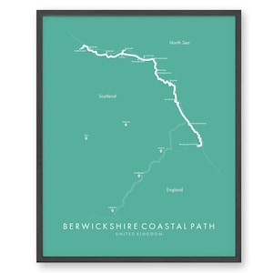 Carte du sentier côtier du Berwickshire | Affiche du sentier côtier du Berwickshire | Royaume-Uni Randonnée | Carte des sentiers Art | Revivez vos aventures