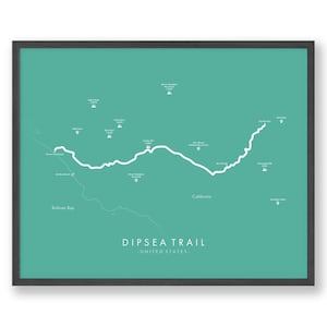 Dipsea Trail Kaart | Dipsea Trail Poster | Verken California | Mill Valley Wandeling | Routekaart Kunst | Uniek cadeau voor wandelaars