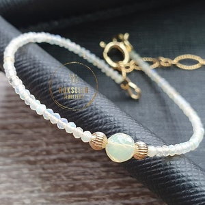 Opal Bracelet: 14k Gold Fill, Adjustable Gemstone Jewelry
