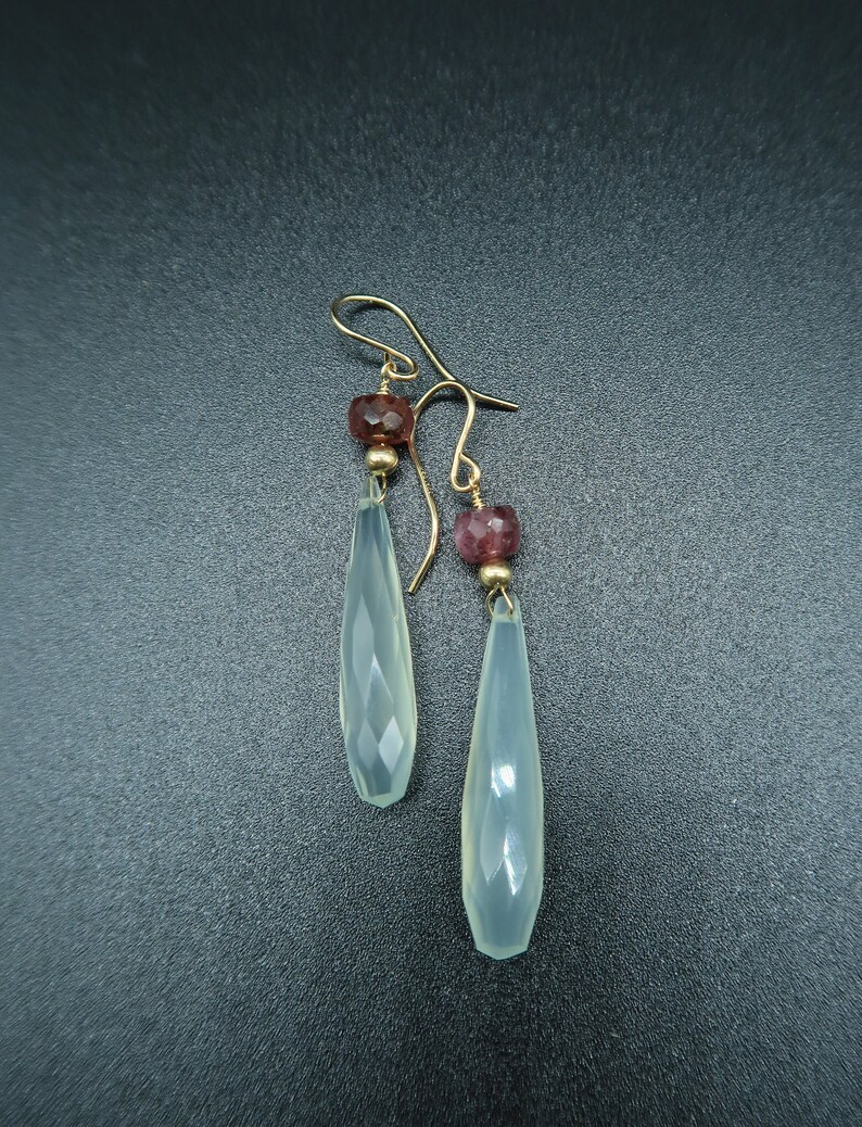 Aqua Chalcedony Gift Tourmaline Aqua Chalcedony and Tourmaline Earrings Gemstone Earrings