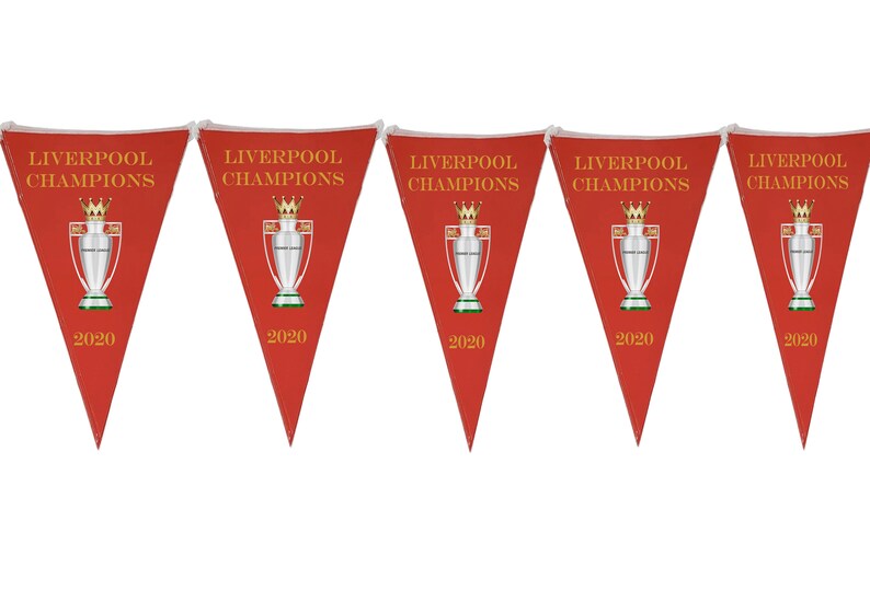 10 Flag Liverpool Champions 2020 Red and White Bunting Liverpool Gift