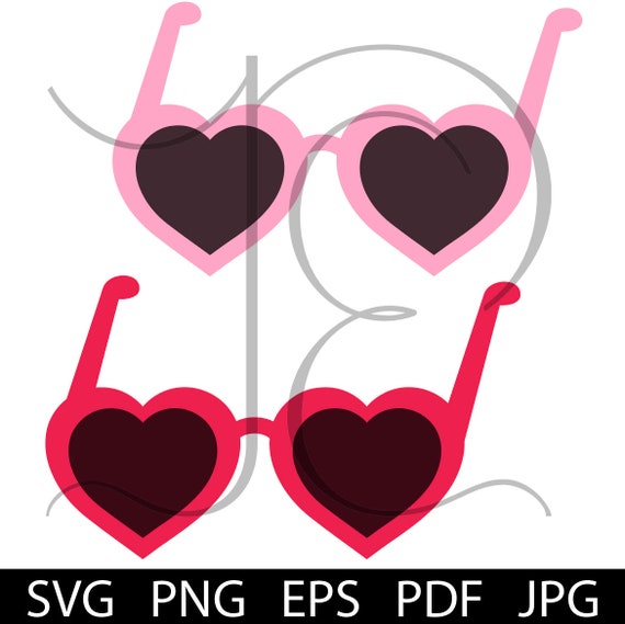 Valentines Red & Pink Heart-Shaped Sunglasses Digital Download.