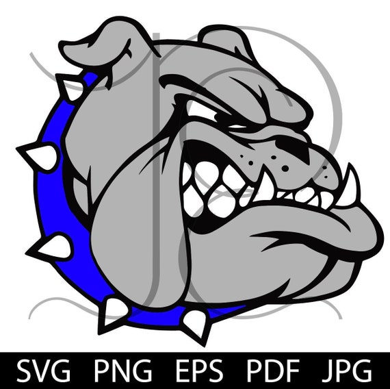 School Mascot Cartoon Bulldog Athletic Logo Royal Blue 