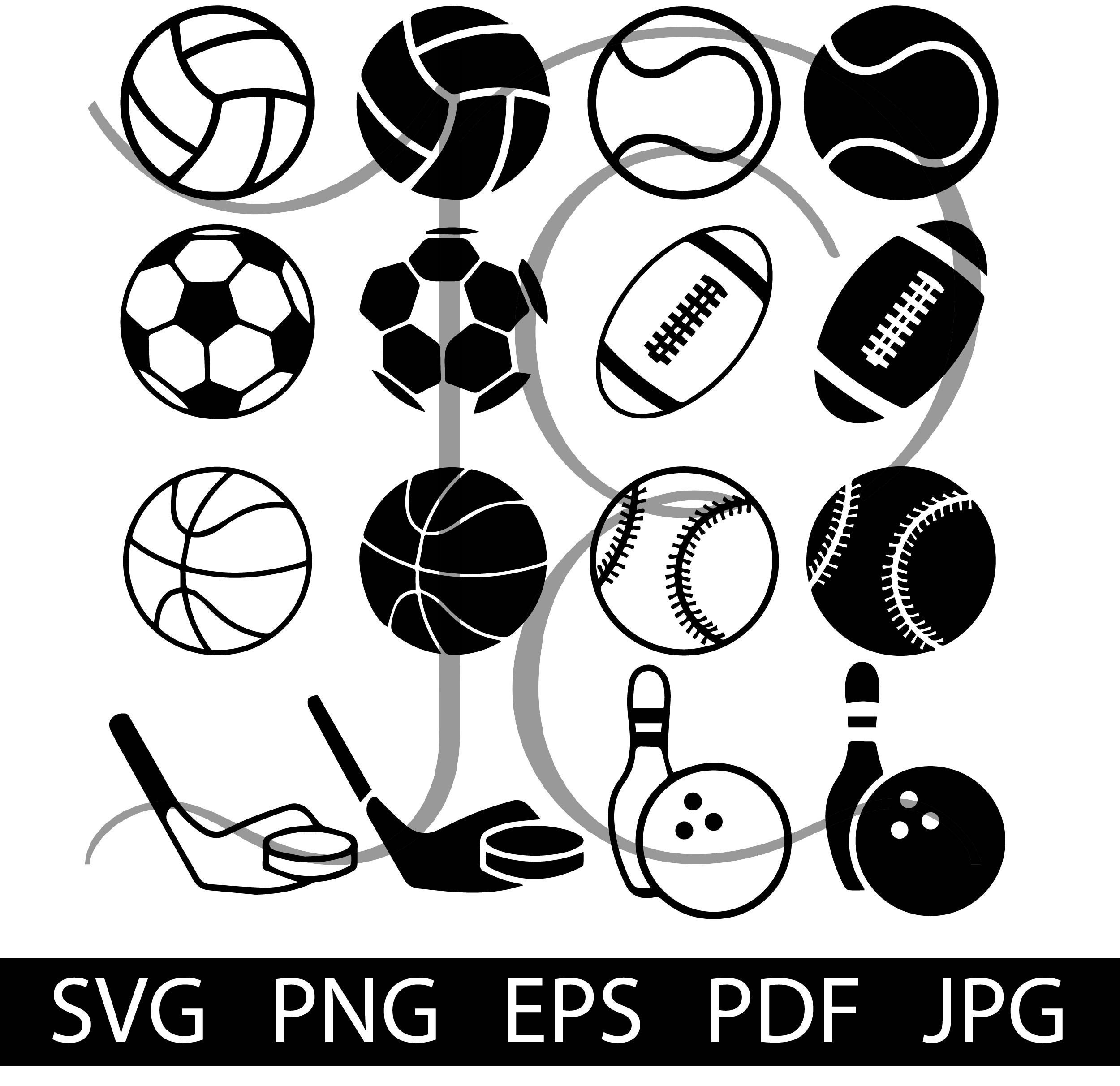 Digital Instant Download Sports Balls Silhouette Collection Etsy