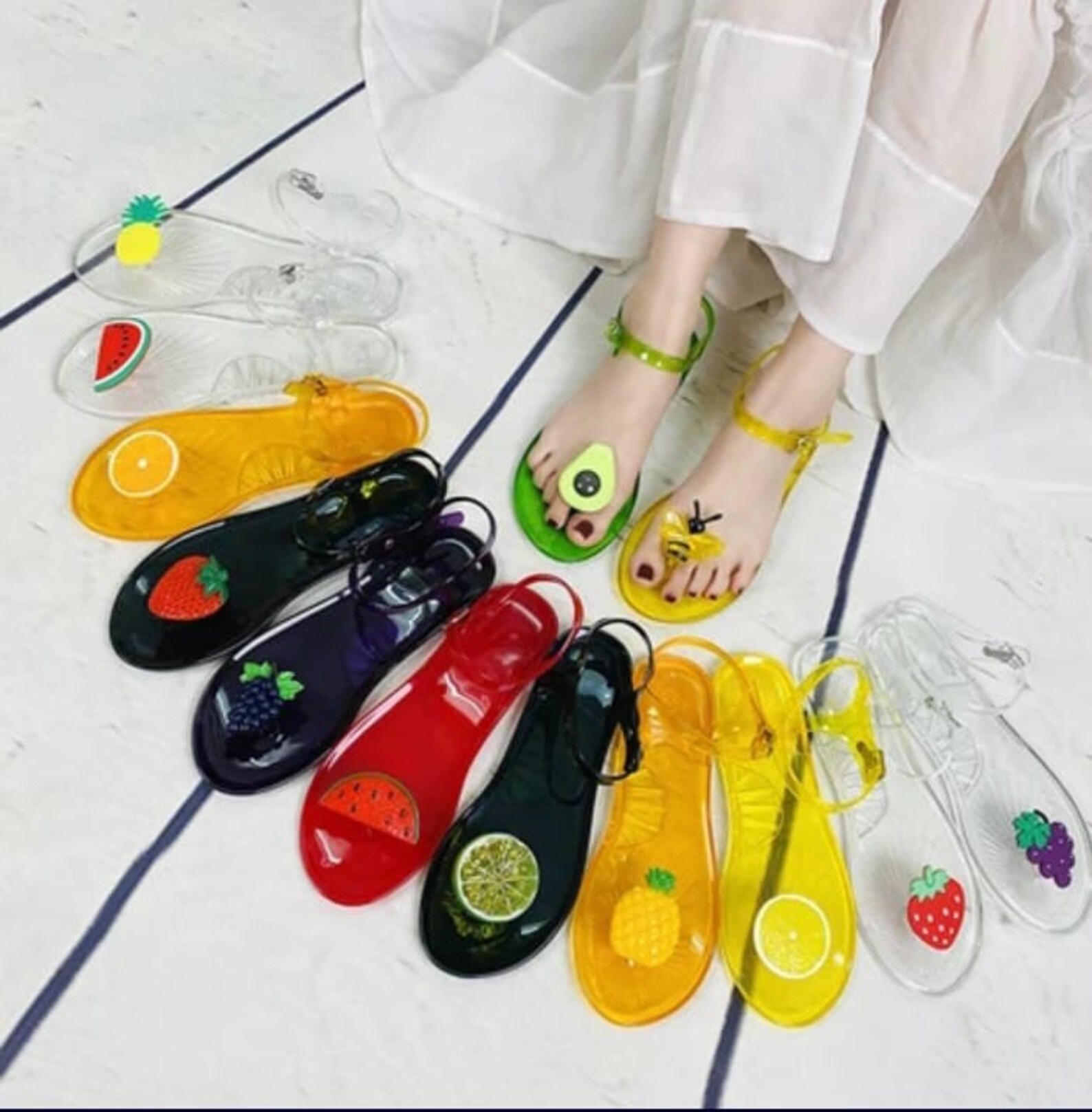 Designer red watermelon jelly sandals for ladies Etsy