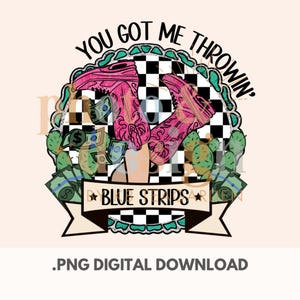 Blue Strips Retro Western | PNG Digital Download