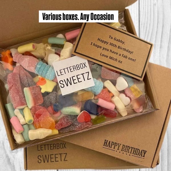 Regalo personalizado de dulces para buzón, dulces surtidos, Te quiero, Que te mejores pronto, Pensando en ti, CUALQUIER OCASIÓN