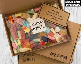 Sweet Box Personalised Letterbox Sweet Gifts Birthday/Congratulations/Thank You/Happy Anniversary/Get Well/Good Luck/Party