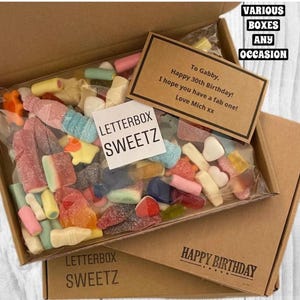 Personalised Sweet box, Pick n Mix Sweets, Letterbox Gift. Thank You, Good Luck, Congratulations. ANY OCCASION