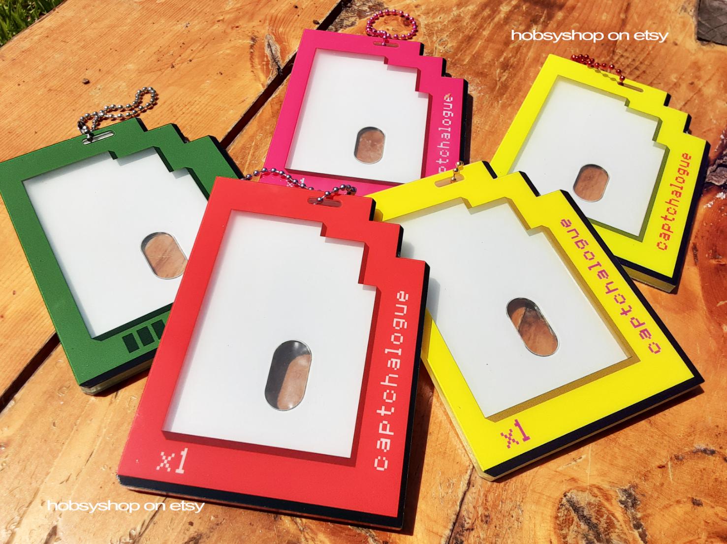 NEW COLORS! Homestuck Captchalogue Photocard Holder Keychain Red Pink Yellow Lime and Green